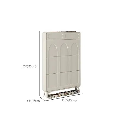 Vertical White Wooden Drop Front Shoe Cabinet Image - 37