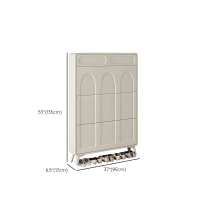Vertical White Wooden Drop Front Shoe Cabinet Image - 38