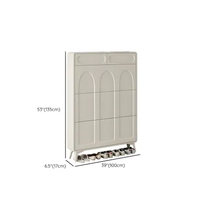 Vertical White Wooden Drop Front Shoe Cabinet Image - 39