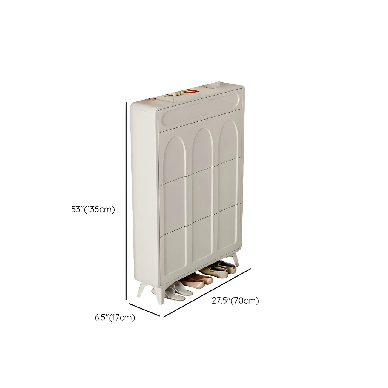 Vertical White Wooden Drop Front Shoe Cabinet Image - 40 | homeyfad