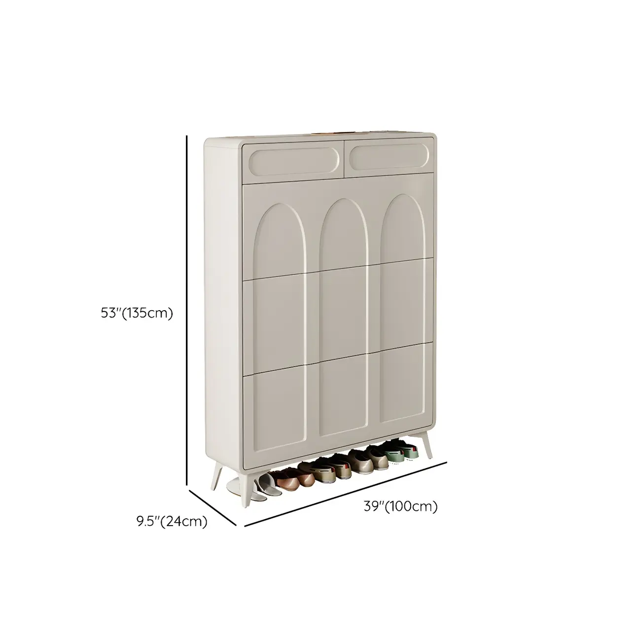 Vertical White Wooden Drop Front Shoe Cabinet Image - 42 | homeyfad