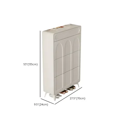 Vertical White Wooden Drop Front Shoe Cabinet Image - 45
