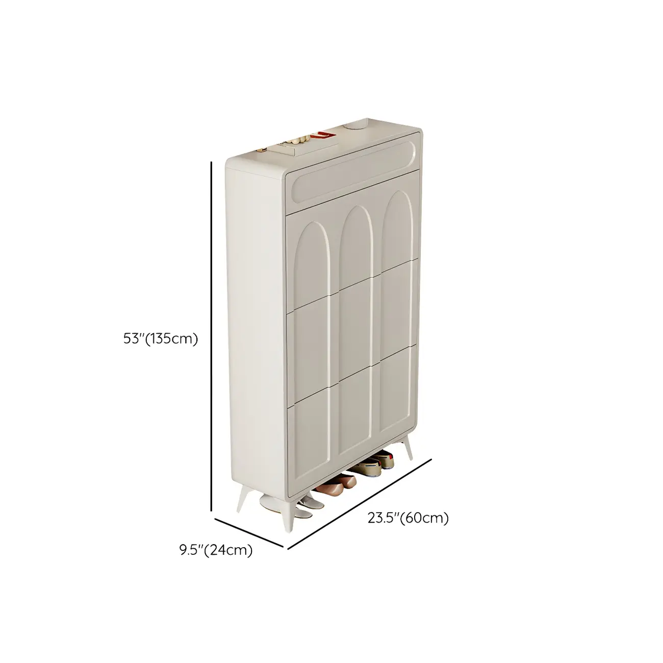 Vertical White Wooden Drop Front Shoe Cabinet Image - 46 | homeyfad