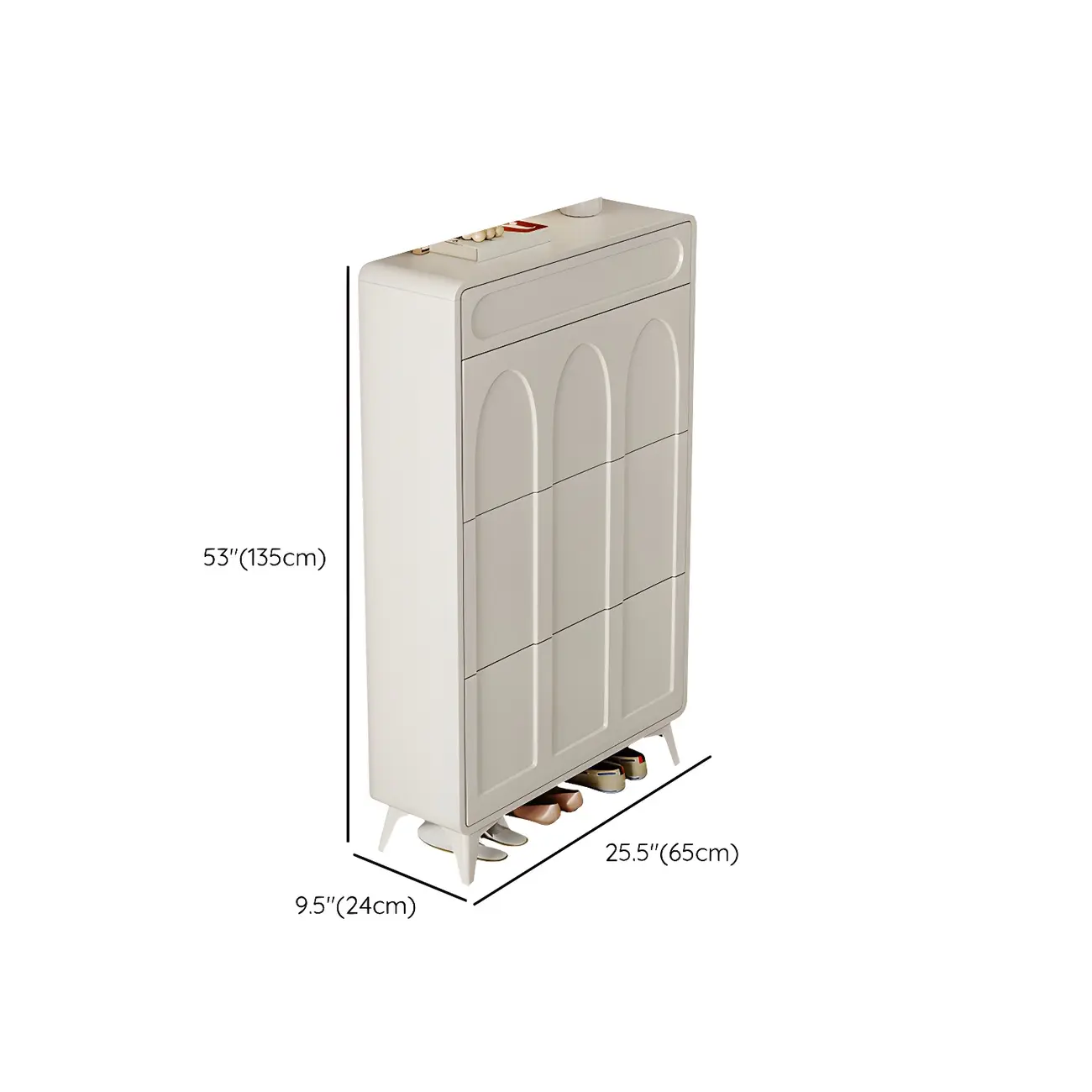 Vertical White Wooden Drop Front Shoe Cabinet Image - 49 | homeyfad