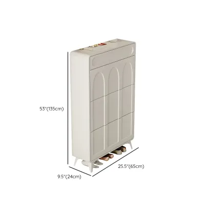 Vertical White Wooden Drop Front Shoe Cabinet Image - 49