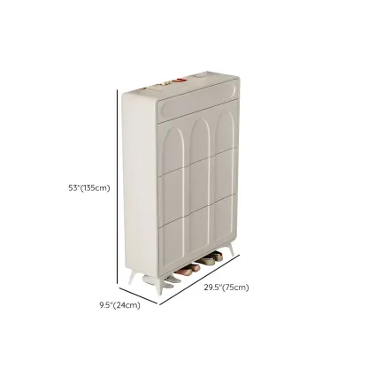 Vertical White Wooden Drop Front Shoe Cabinet Image - 50
