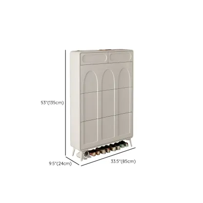 Vertical White Wooden Drop Front Shoe Cabinet Image - 51