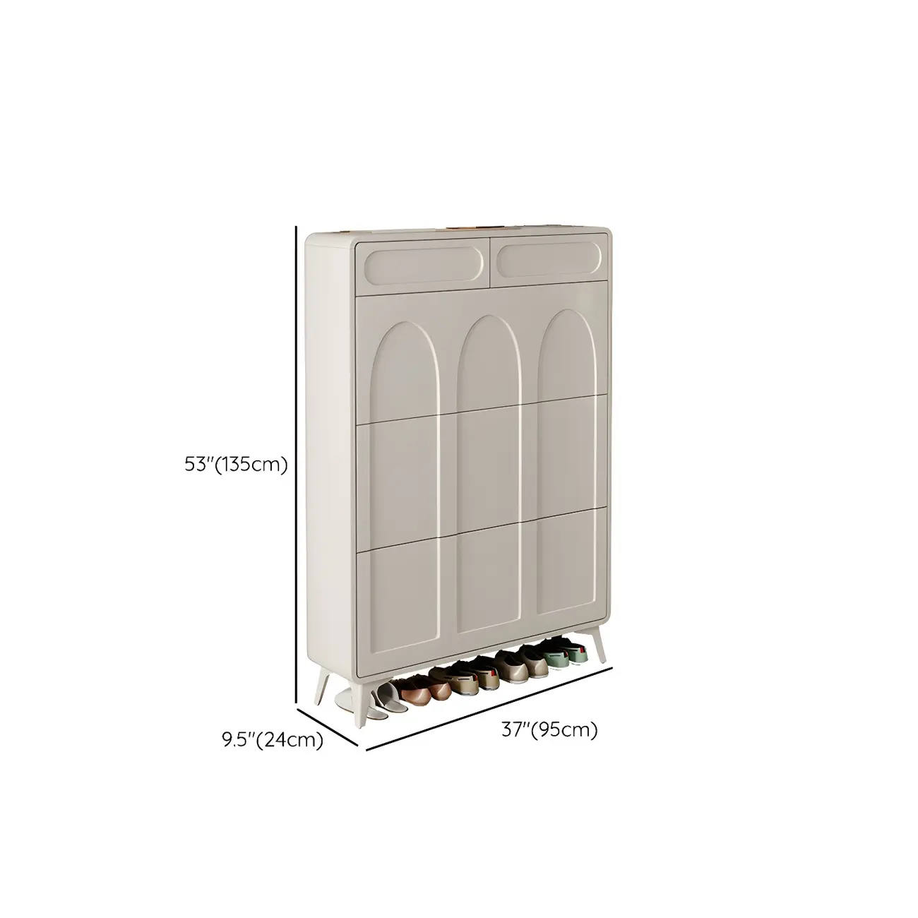 Vertical White Wooden Drop Front Shoe Cabinet Image - 52 | homeyfad