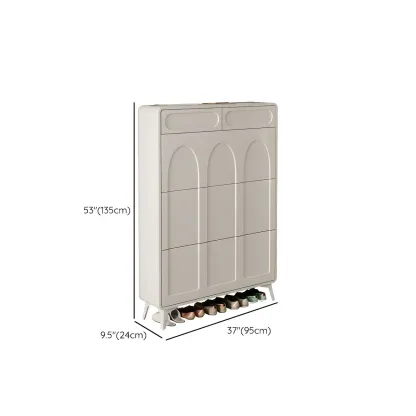 Vertical White Wooden Drop Front Shoe Cabinet Image - 52