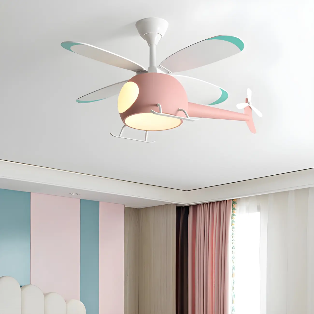 Creative Kids Room Helicopter Ceiling Fan with LED Light Image - 1 | homeyfad