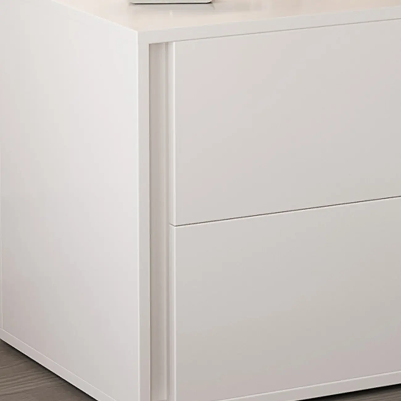 Minimalist Pure White Wood 2-Drawer Nightstand Image - 4 | homeyfad