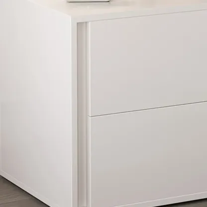 Minimalist Pure White Wood 2-Drawer Nightstand Image - 4