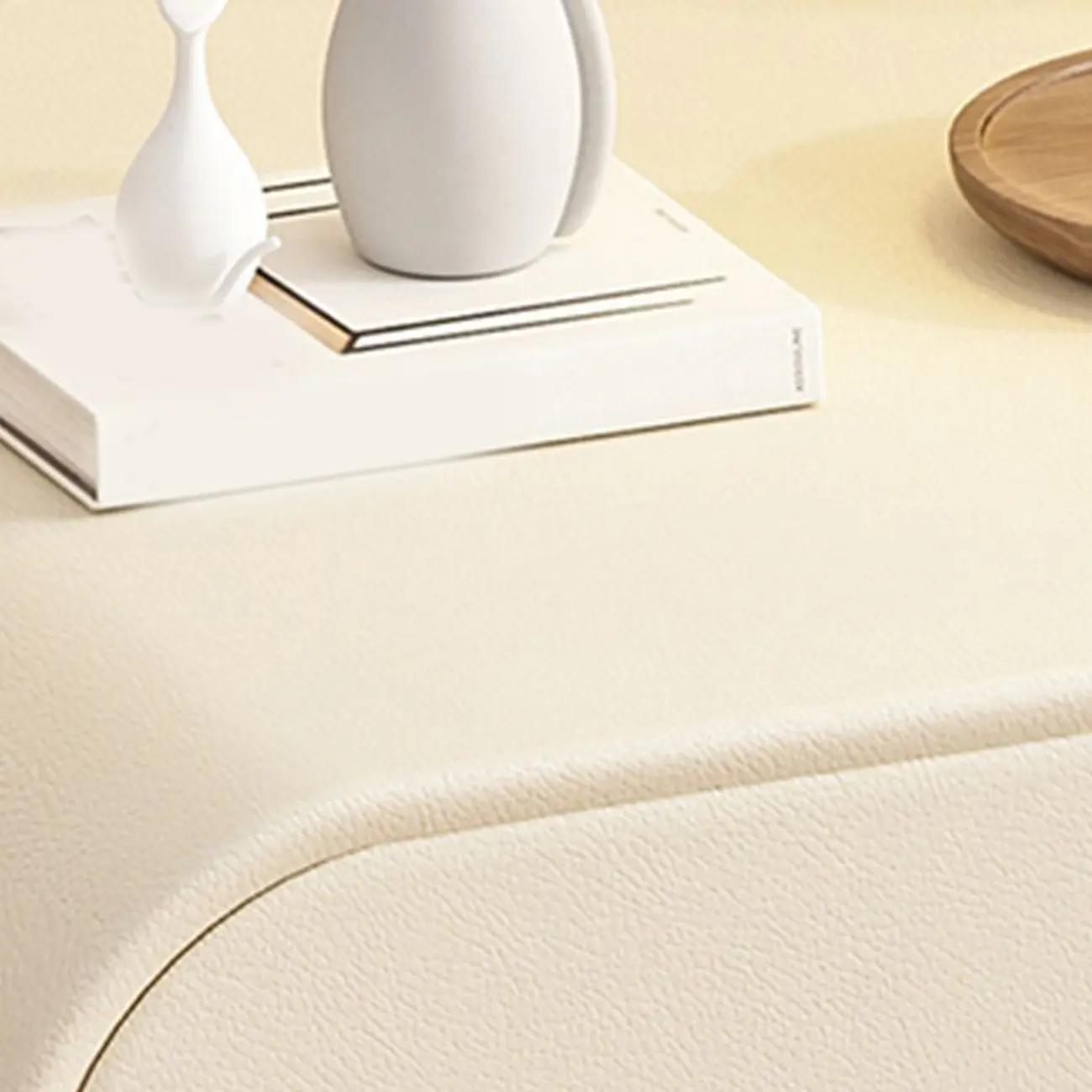 Modern Faux Leather Gold Ring Handle Nightstand with 2 Drawers Image - 4 | homeyfad