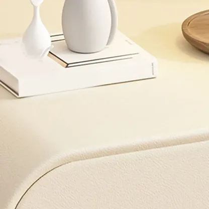 Modern Faux Leather Gold Ring Handle Nightstand with 2 Drawers Image - 4