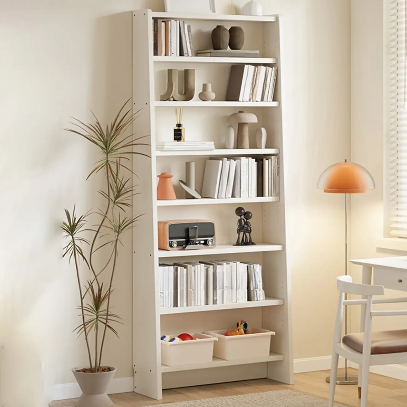 Tall Modern White Wooden Open Vertical Bookcase Image - 1 | homeyfad