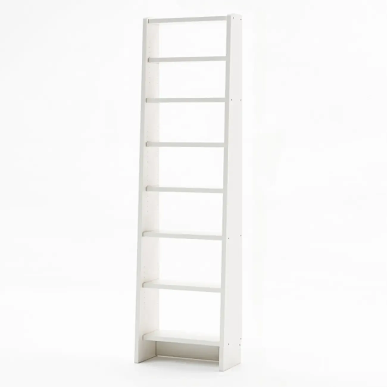 Tall Modern White Wooden Open Vertical Bookcase Image - 2