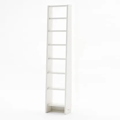 Tall Modern White Wooden Open Vertical Bookcase Image - 4