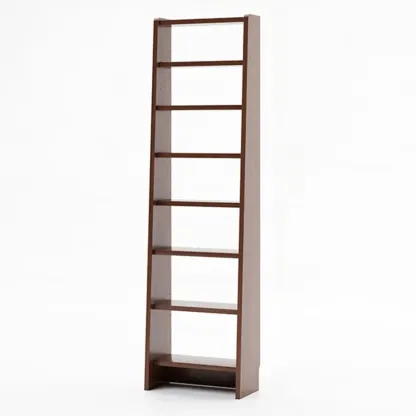Tall Modern White Wooden Open Vertical Bookcase Image - 5