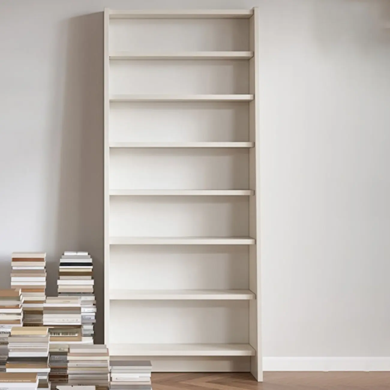 Tall Modern White Wooden Open Vertical Bookcase Image - 6 | homeyfad