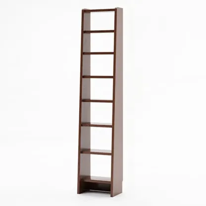Tall Modern White Wooden Open Vertical Bookcase Image - 7