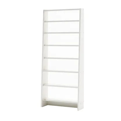 Tall Modern White Wooden Open Vertical Bookcase Image - 9