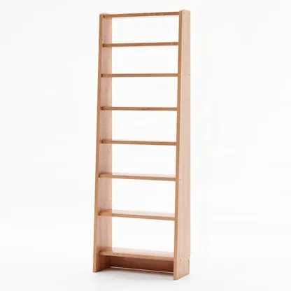 Tall Modern White Wooden Open Vertical Bookcase Image - 17