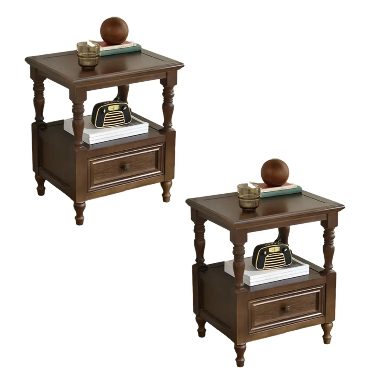 Elegant White Wood Open Storage Nightstand with Drawer Image - 11 | homeyfad