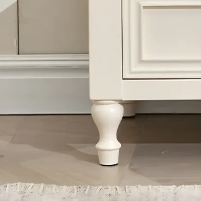 Elegant White Wood Open Storage Nightstand with Drawer Image - 12