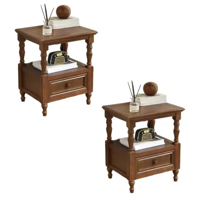 Elegant White Wood Open Storage Nightstand with Drawer Image - 13