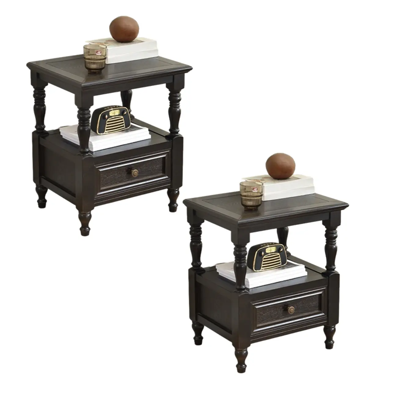 Elegant White Wood Open Storage Nightstand with Drawer Image - 15 | homeyfad