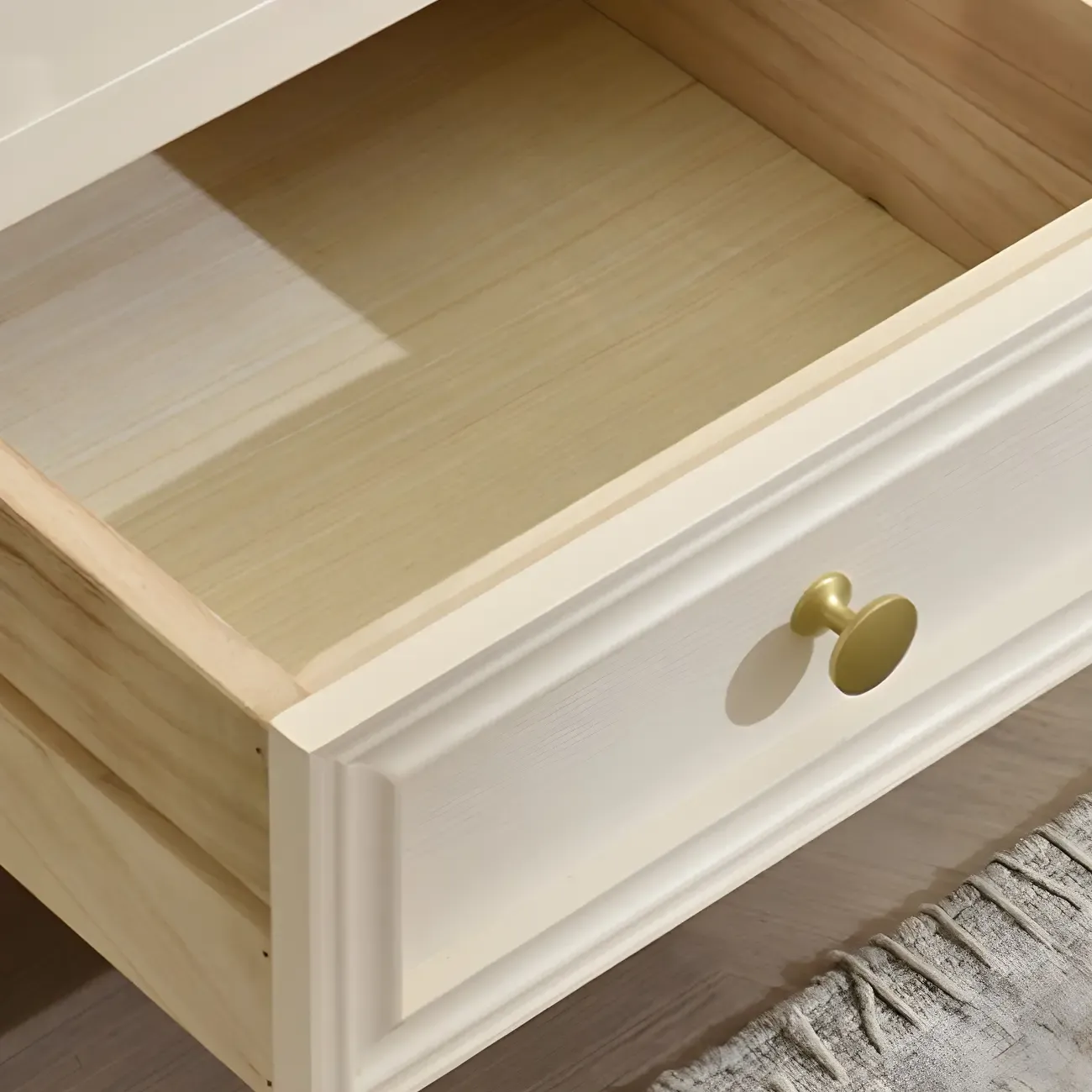Elegant White Wood Open Storage Nightstand with Drawer Image - 16