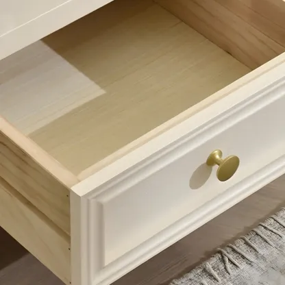 Elegant White Wood Open Storage Nightstand with Drawer Image - 16