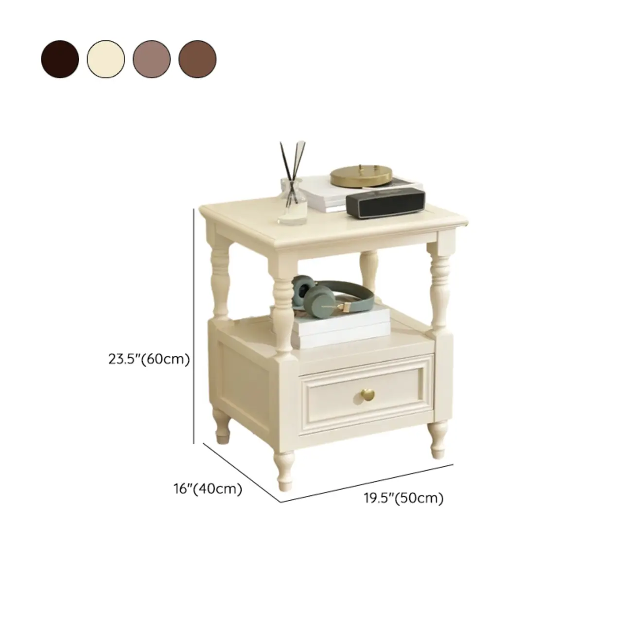 Elegant White Wood Open Storage Nightstand with Drawer #size | homeyfad