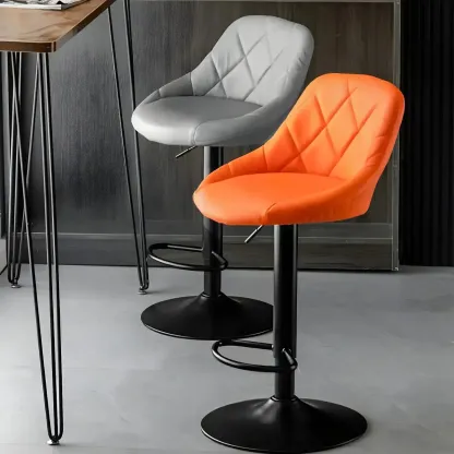 Modern Bucket Leather Swivel Adjustable Bar Stool Image - 7