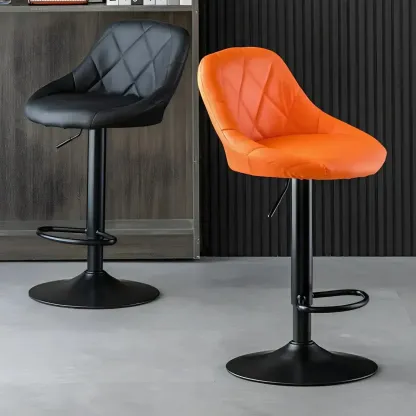 Modern Bucket Leather Swivel Adjustable Bar Stool Image - 4
