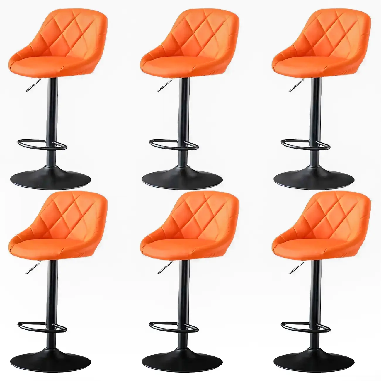 Modern Bucket Leather Swivel Adjustable Bar Stool Image - 21 | homeyfad