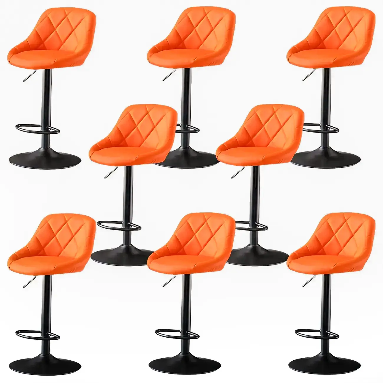 Modern Bucket Leather Swivel Adjustable Bar Stool Image - 22 | homeyfad