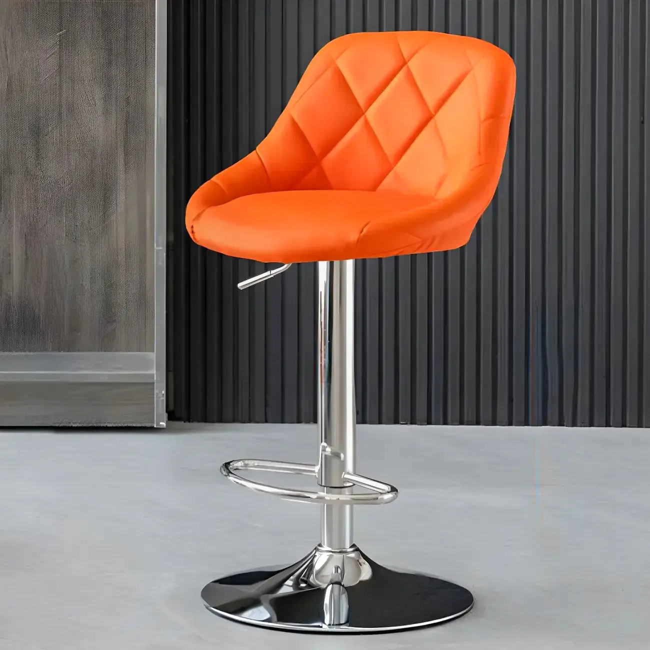 Modern Bucket Leather Swivel Adjustable Bar Stool Image - 45 | homeyfad