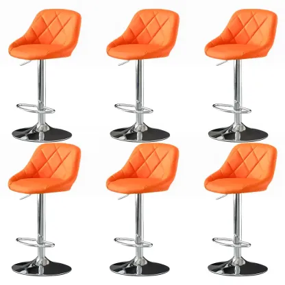 Modern Bucket Leather Swivel Adjustable Bar Stool Image - 48