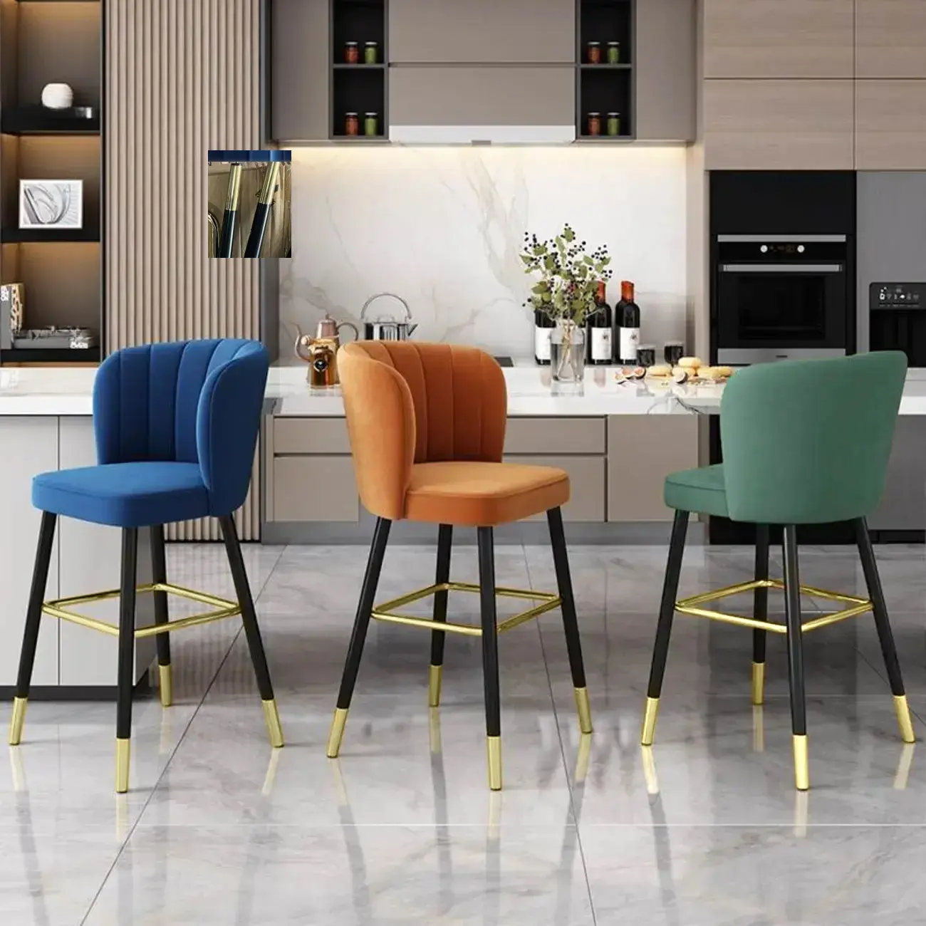 Counter Height Swivel Glam Low Back Leather Bar Stools Image - 1 | homeyfad