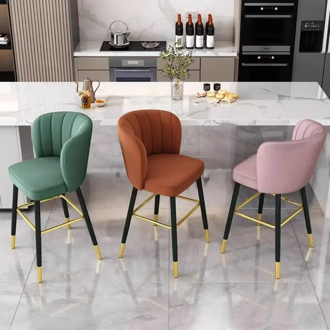 Counter Height Swivel Glam Low Back Leather Bar Stools Image - 23 | homeyfad