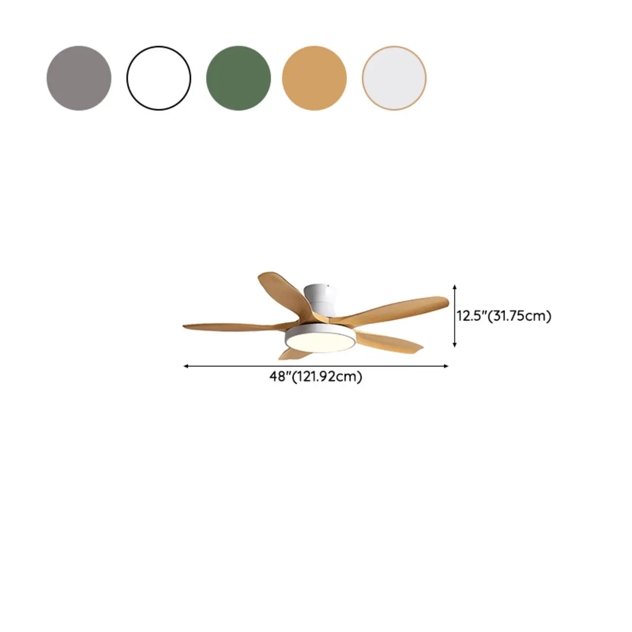48" Dimmable Flush Mount Ceiling Fan Light with Remote Control #size