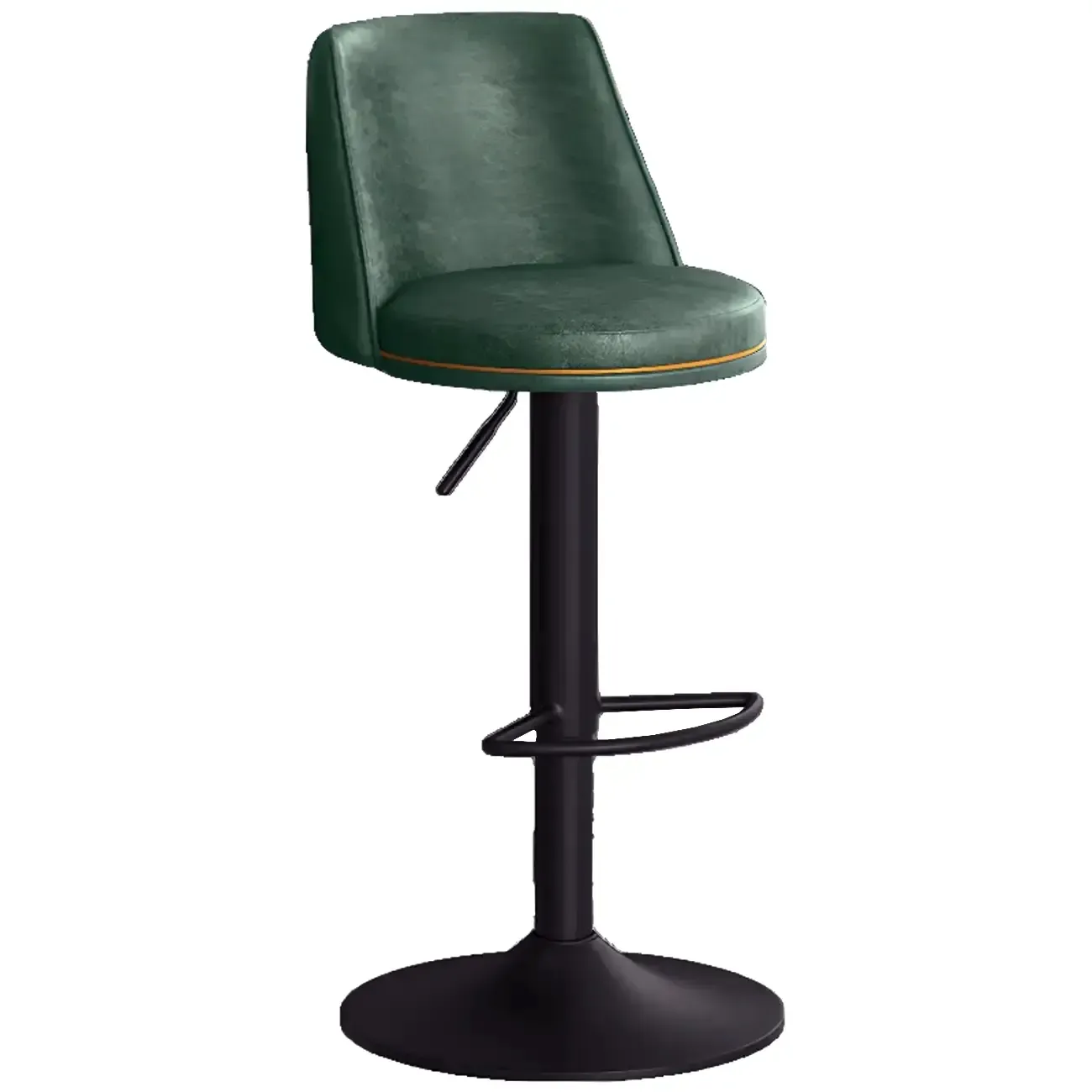 Leather Upholstered Adjustable Low Back Swivel Bar Stool Image - 14