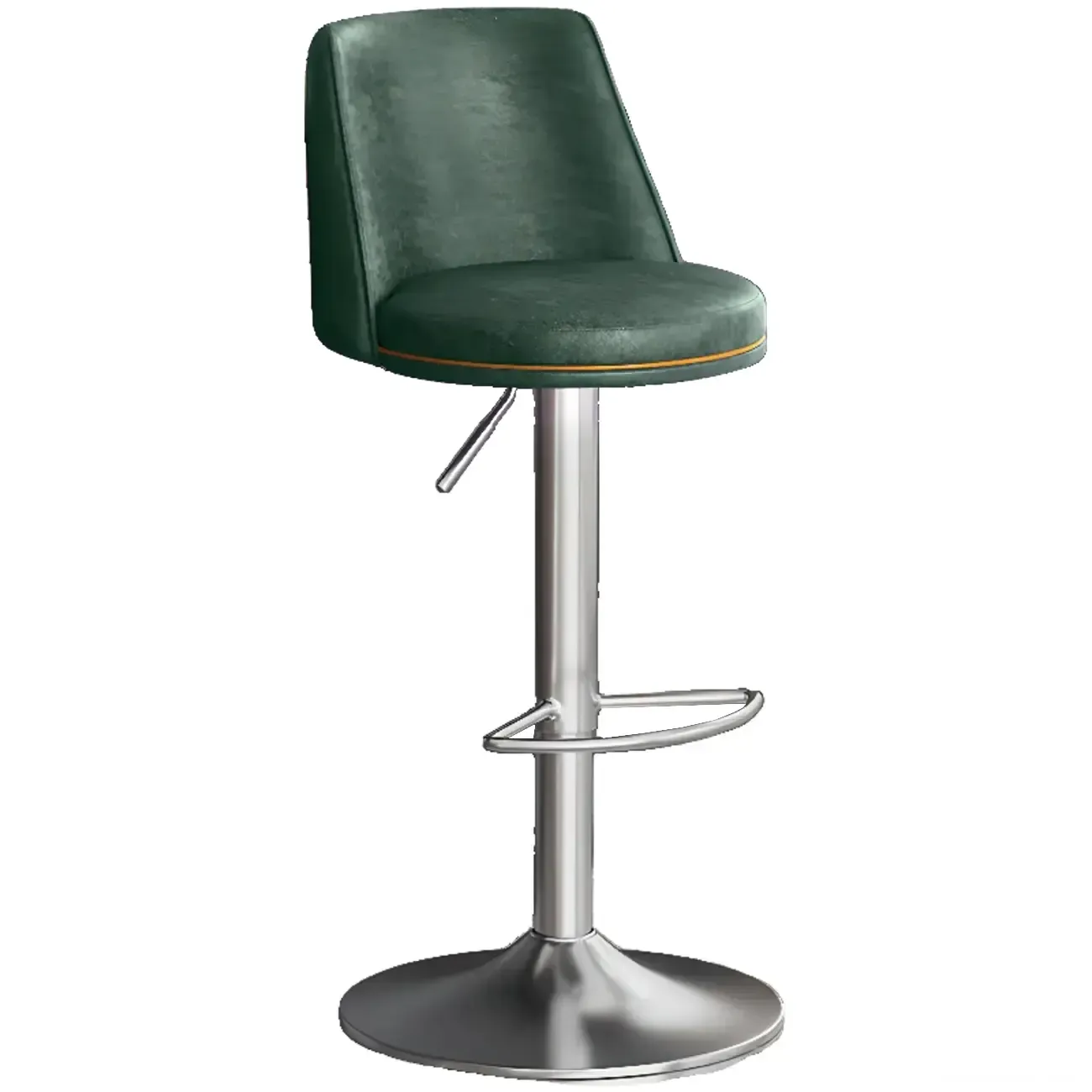Leather Upholstered Adjustable Low Back Swivel Bar Stool Image - 20