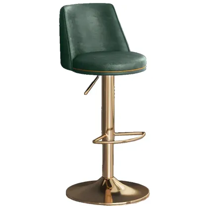 Leather Upholstered Adjustable Low Back Swivel Bar Stool Image - 27