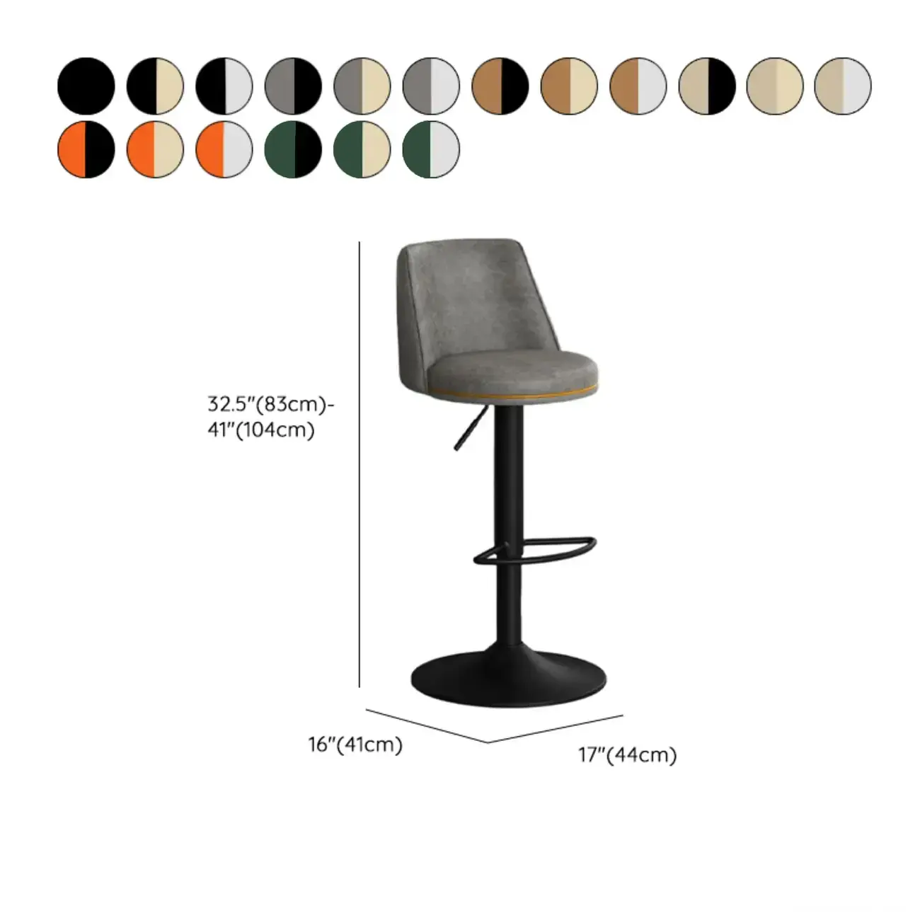 Leather Upholstered Adjustable Low Back Swivel Bar Stool Image - 28 | homeyfad