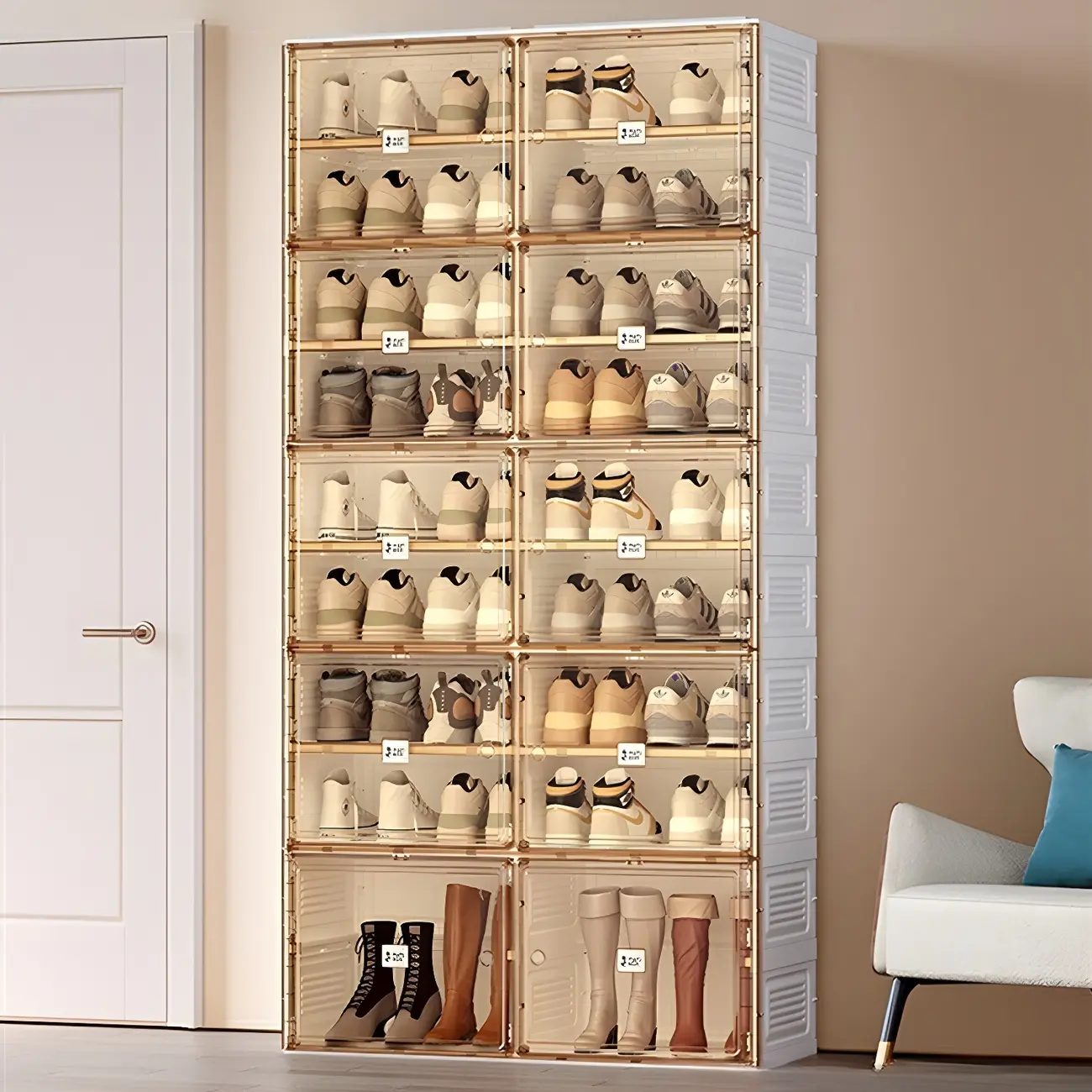 Glam Plastic Transparent Foldable Shoe Storage Cabinet Image - 1 | homeyfad
