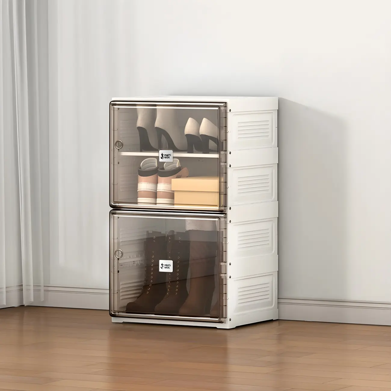 Glam Plastic Transparent Foldable Shoe Storage Cabinet Image - 4 | homeyfad