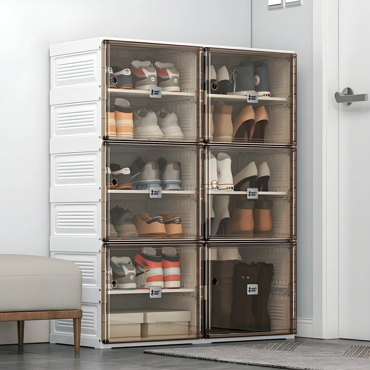 Glam Plastic Transparent Foldable Shoe Storage Cabinet Image - 16 | homeyfad