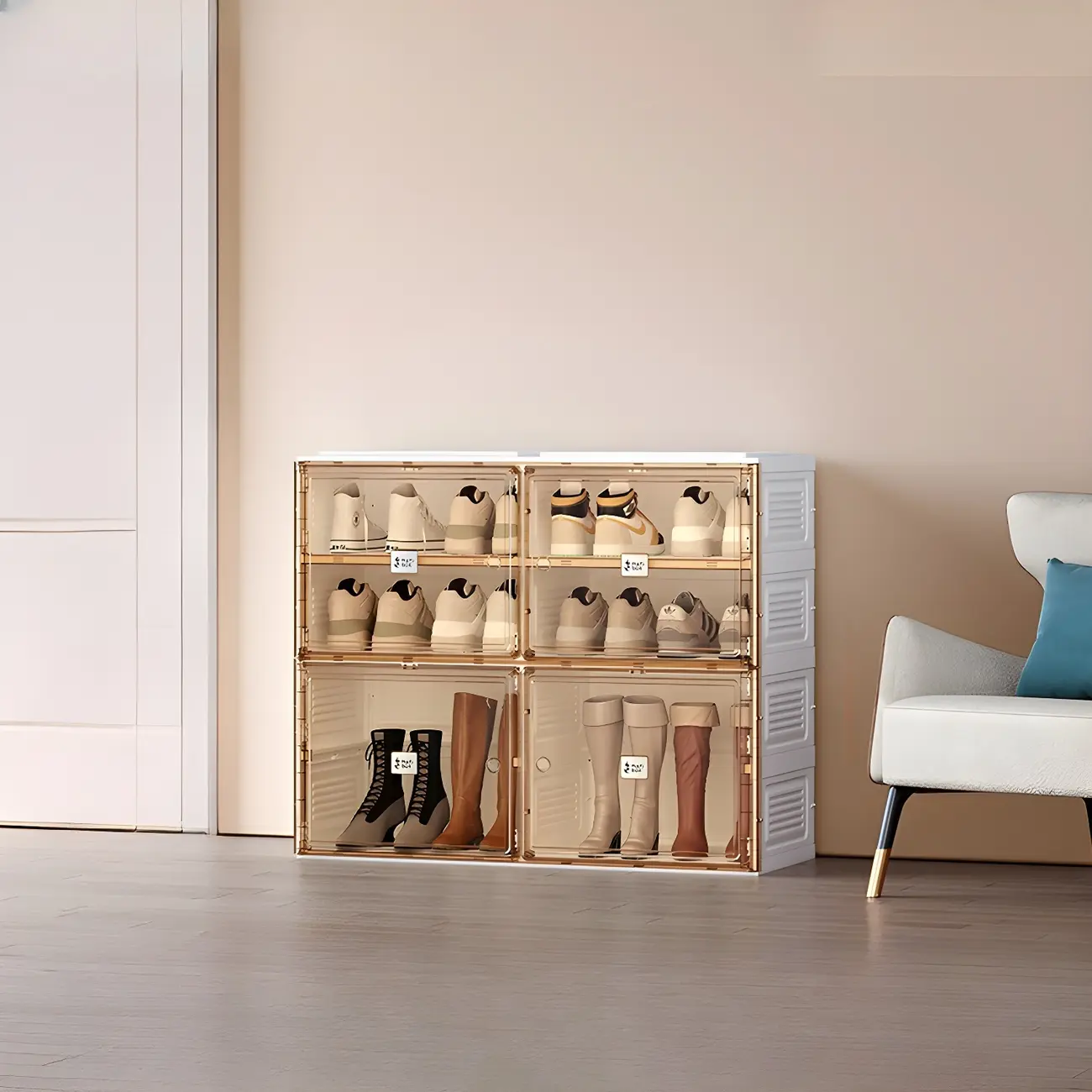 Glam Plastic Transparent Foldable Shoe Storage Cabinet Image - 10 | homeyfad